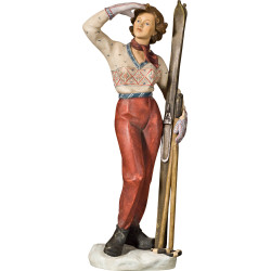 Wooden Female Skier Sculpture | Bergland