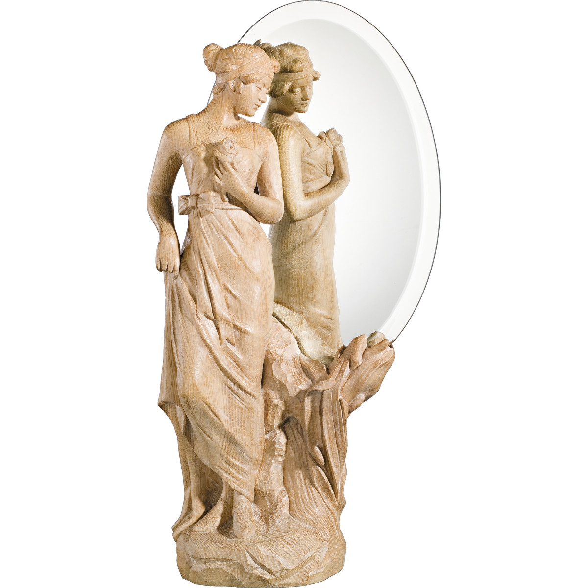 Girl with roses and mirror