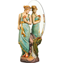 Girl with roses and mirror