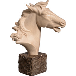 Horse head on stone base