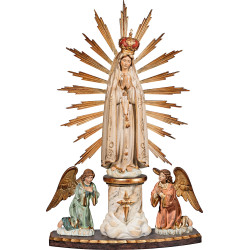 Madonna di Fatima con corona in legno - Altare domestico