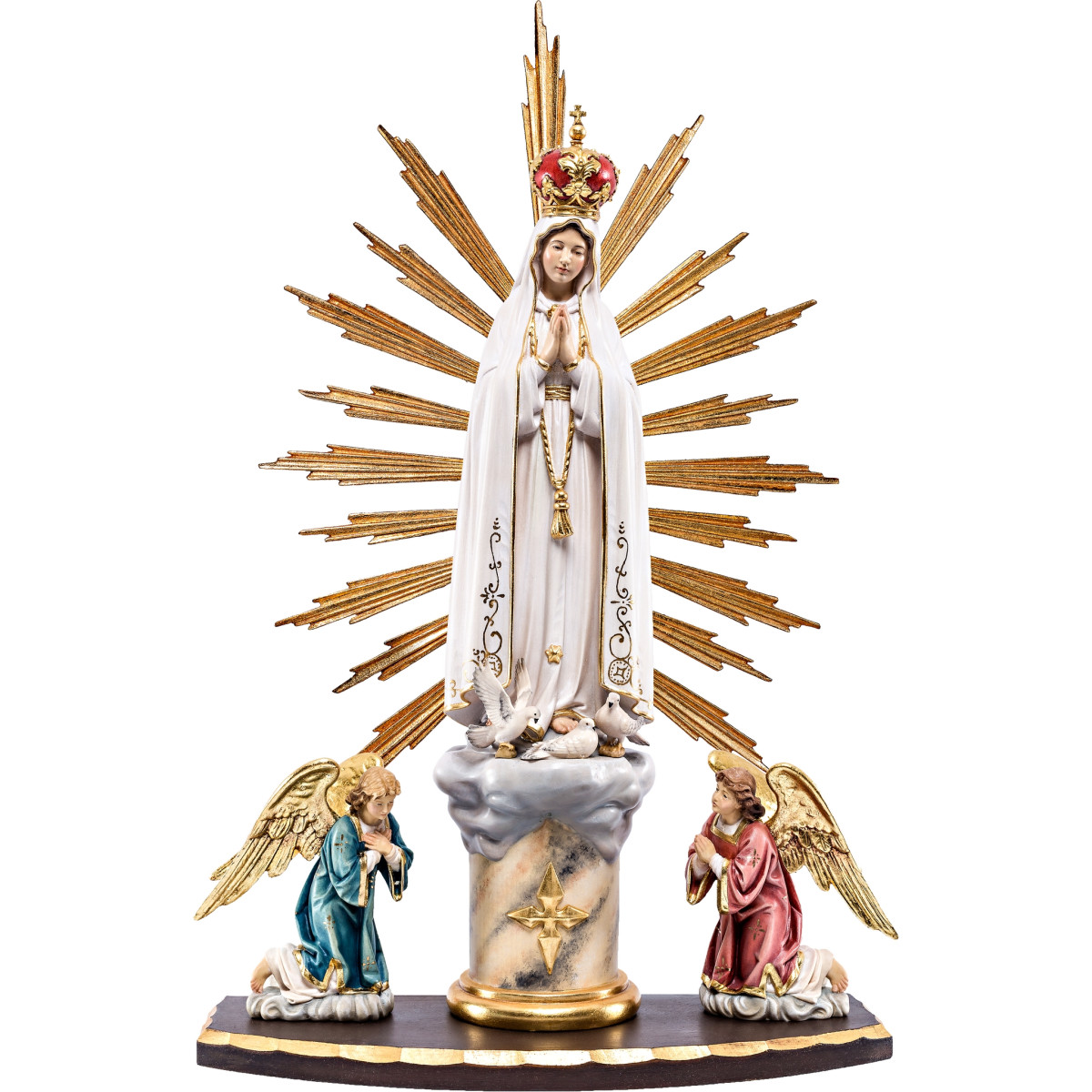 Madonna di Fatima con corona in legno - Altare domestico