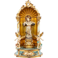 Jesuskind stehend mit Kreuz und Gloriose - Hausaltar Barock