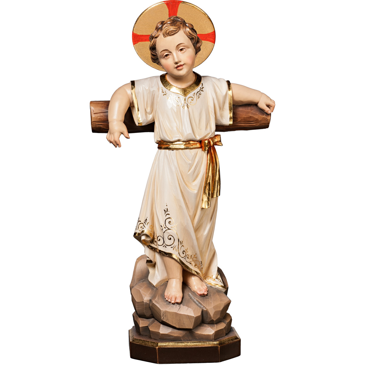 Jesuskind stehend mit Kreuz und Gloriose