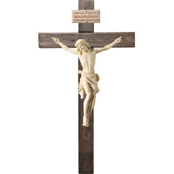 Cristo Pisa en cruz Madera vieja con Titulus Crucis en hebreo - latín - griego