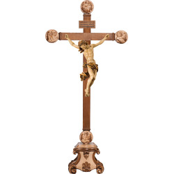 Corpus Barock auf Standkreuz mit Evangelisten und Titulus Crucis in hebräisch - latein - griechisch