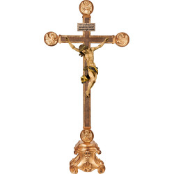Corpus Barock auf Standkreuz mit Evangelisten und Titulus Crucis in hebräisch - latein - griechisch