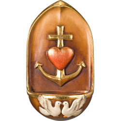 Pila de agua bendita 3 virtudes teologales (Fe, Esperanza y Caridad)