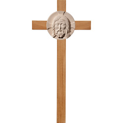 Testa di Cristo su croce in rovere