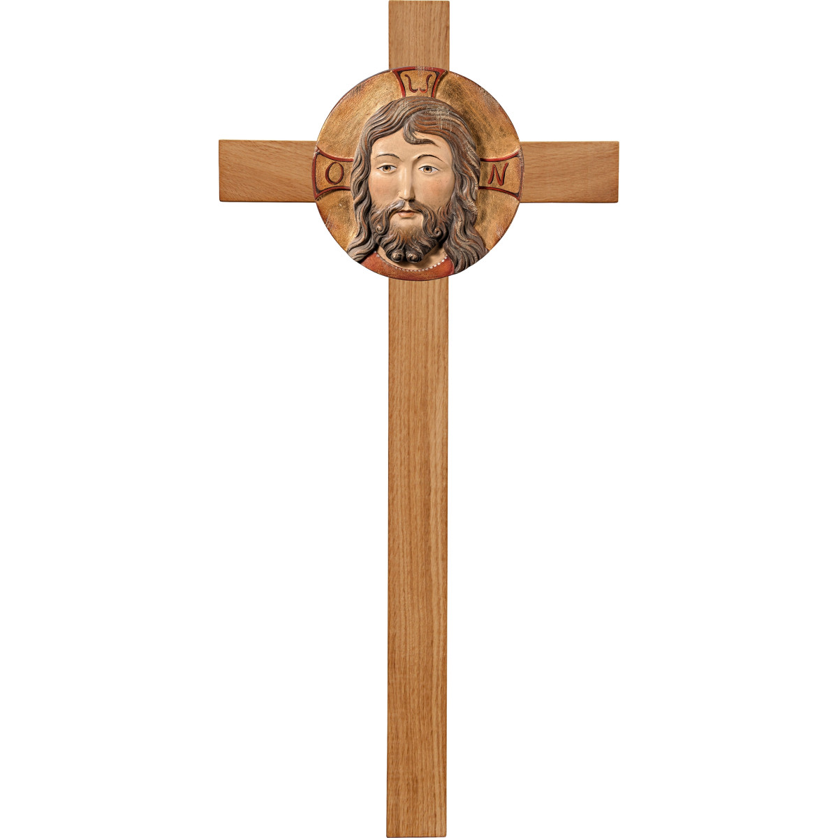 Head of Christ on oak cross