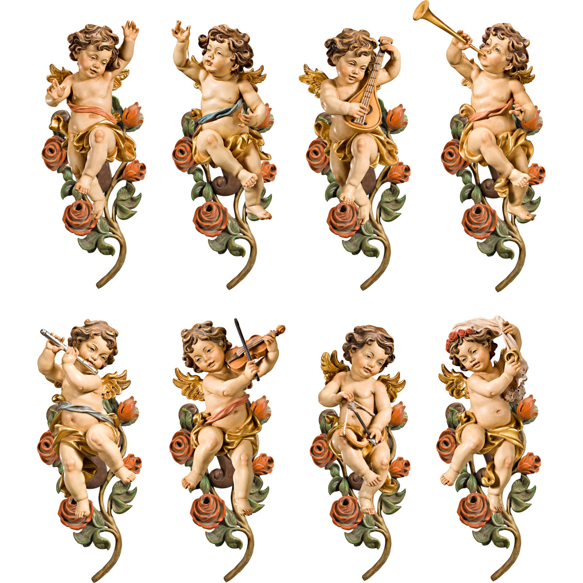 Anjos Bergland com rosas (8 peça)