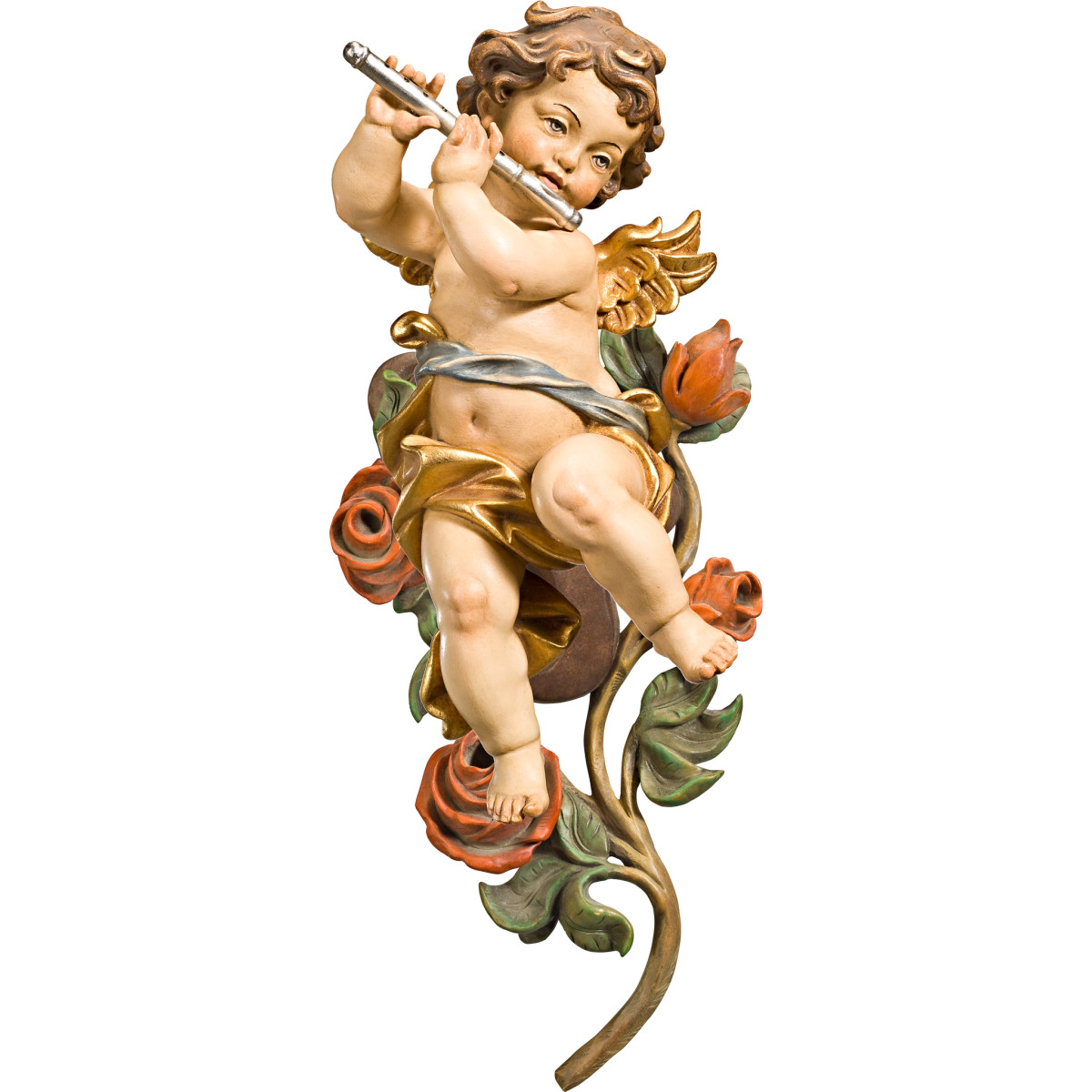 Anjo Bergland com flauta com rosas