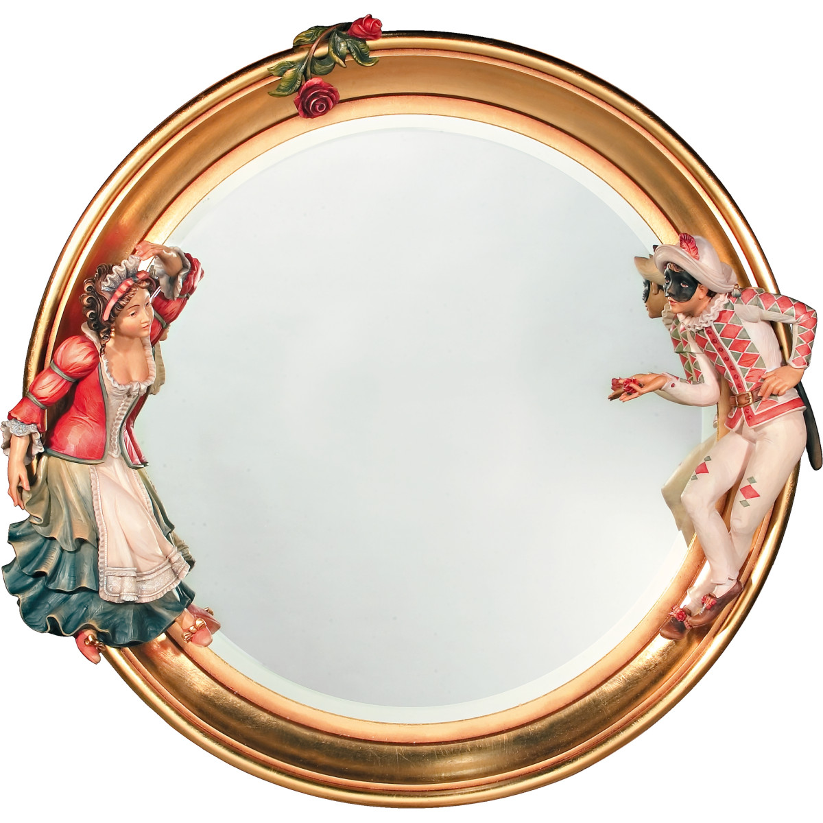 Spiegel mit Colombina und Harlekin