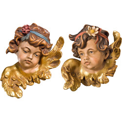 Pareja de querubínes con rosa y margarita