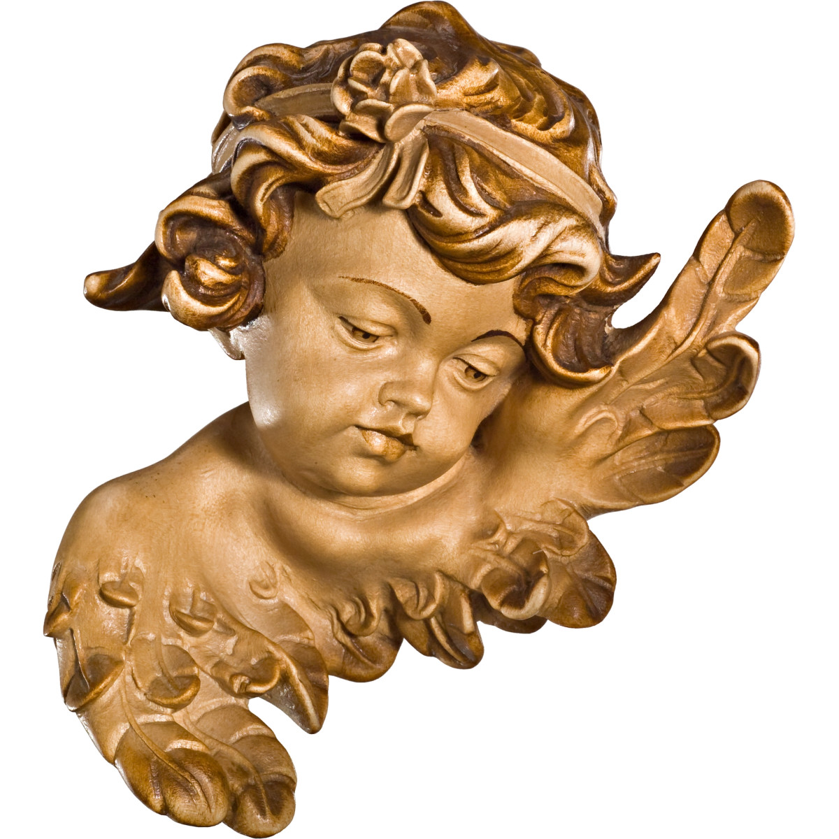 Cabeza de querubín con rosa