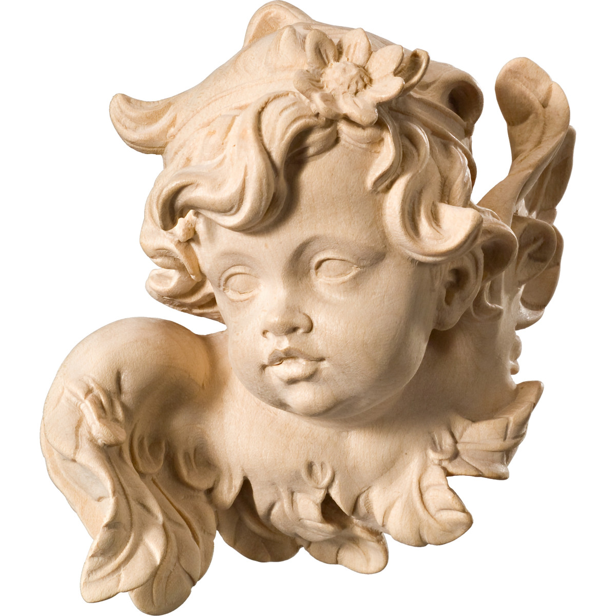 Testa di putto con margherita