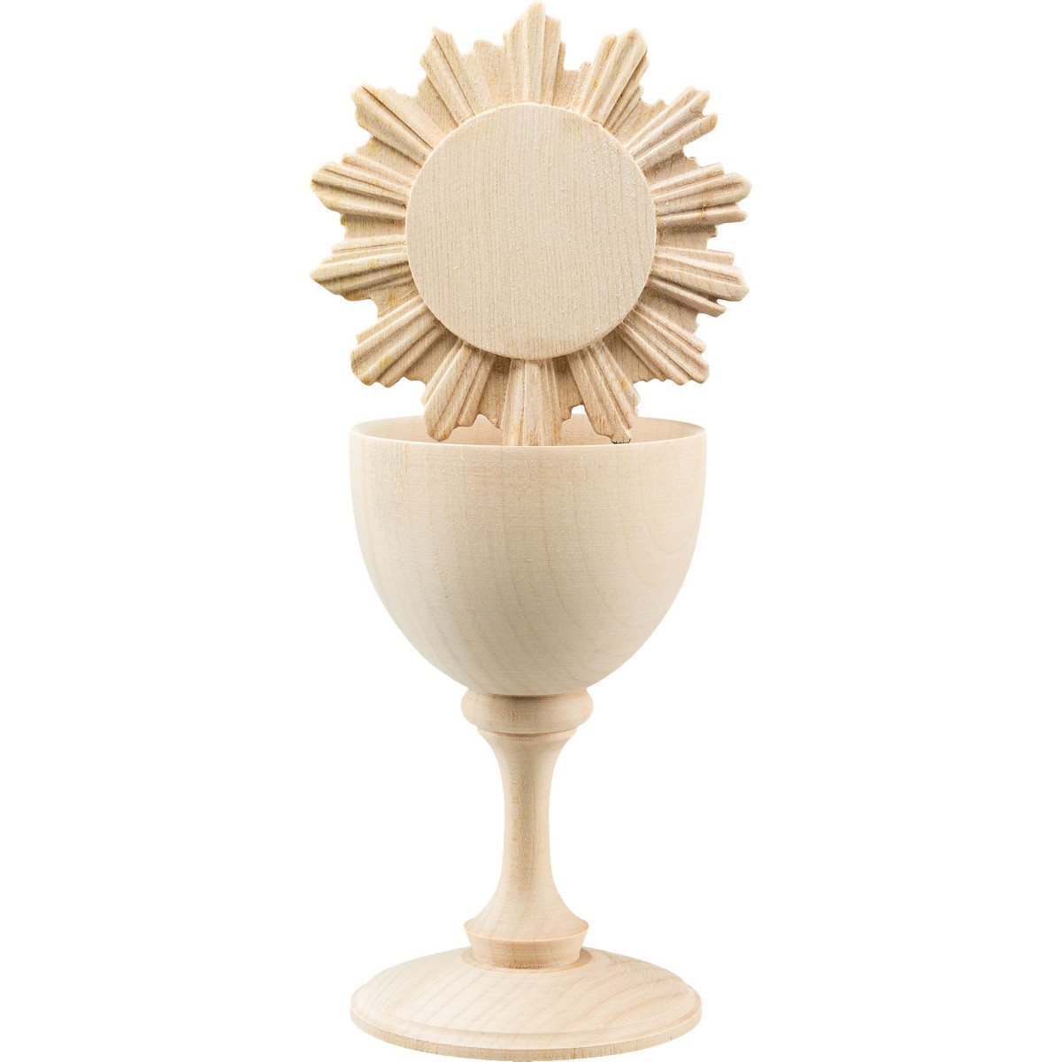 Kelch aus Holz mit Hostie