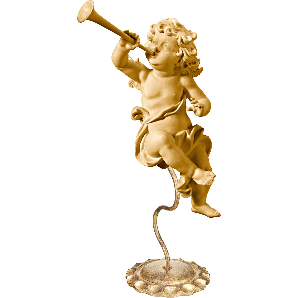 Anjo Bergland com trombeta em pedestal