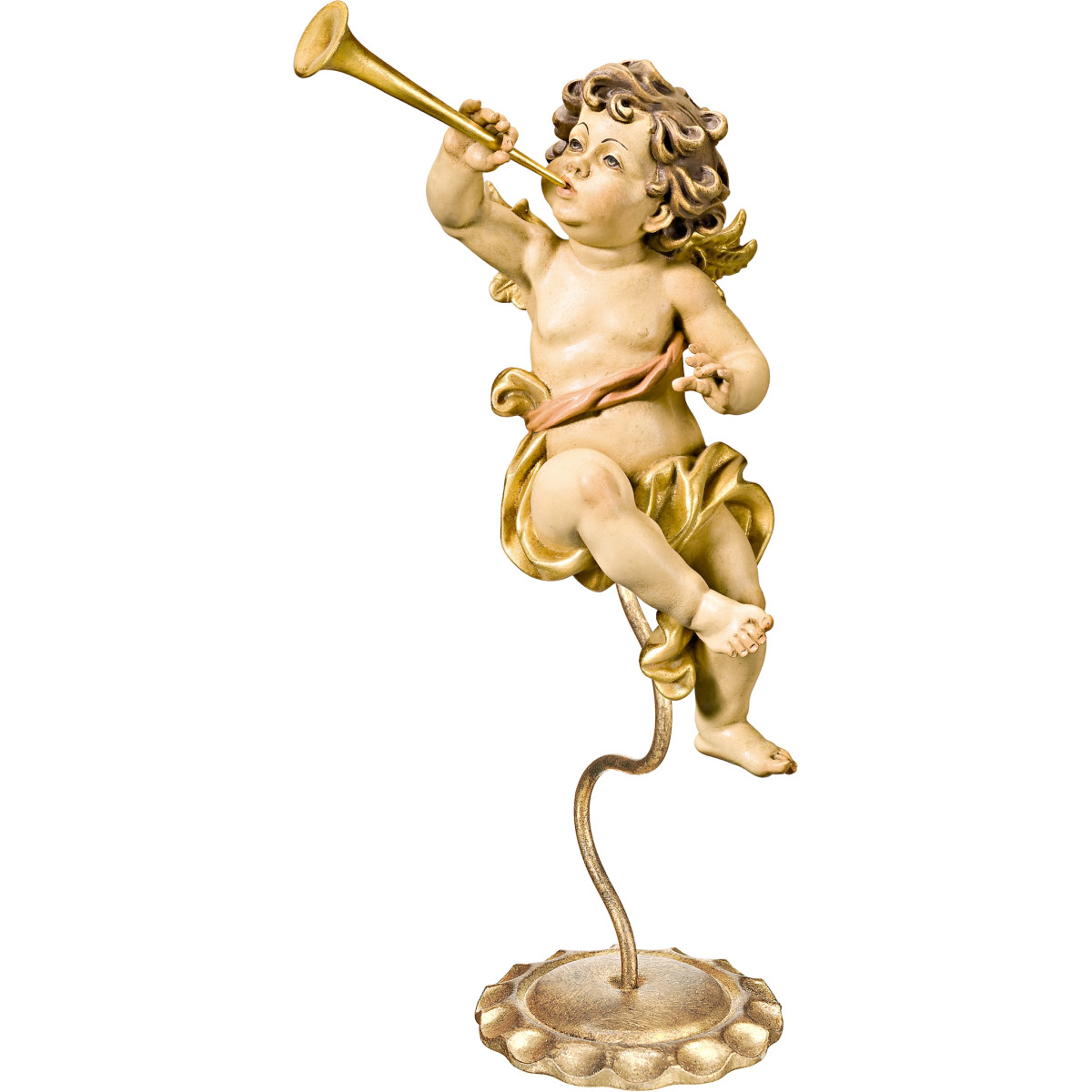 Anjo Bergland com trombeta em pedestal