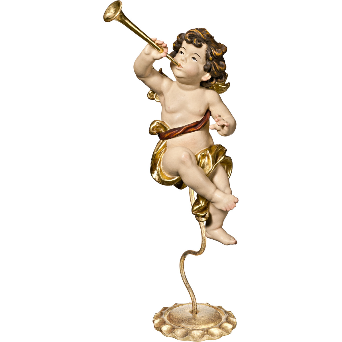 Anjo Bergland com trombeta em pedestal