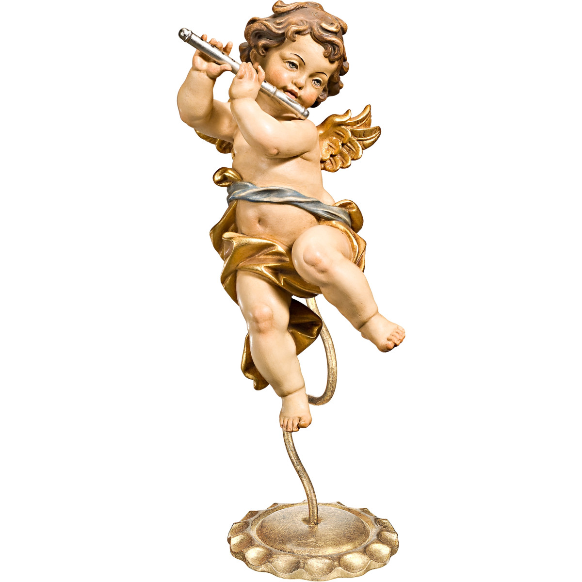 Anjo Bergland com flauta em pedestal