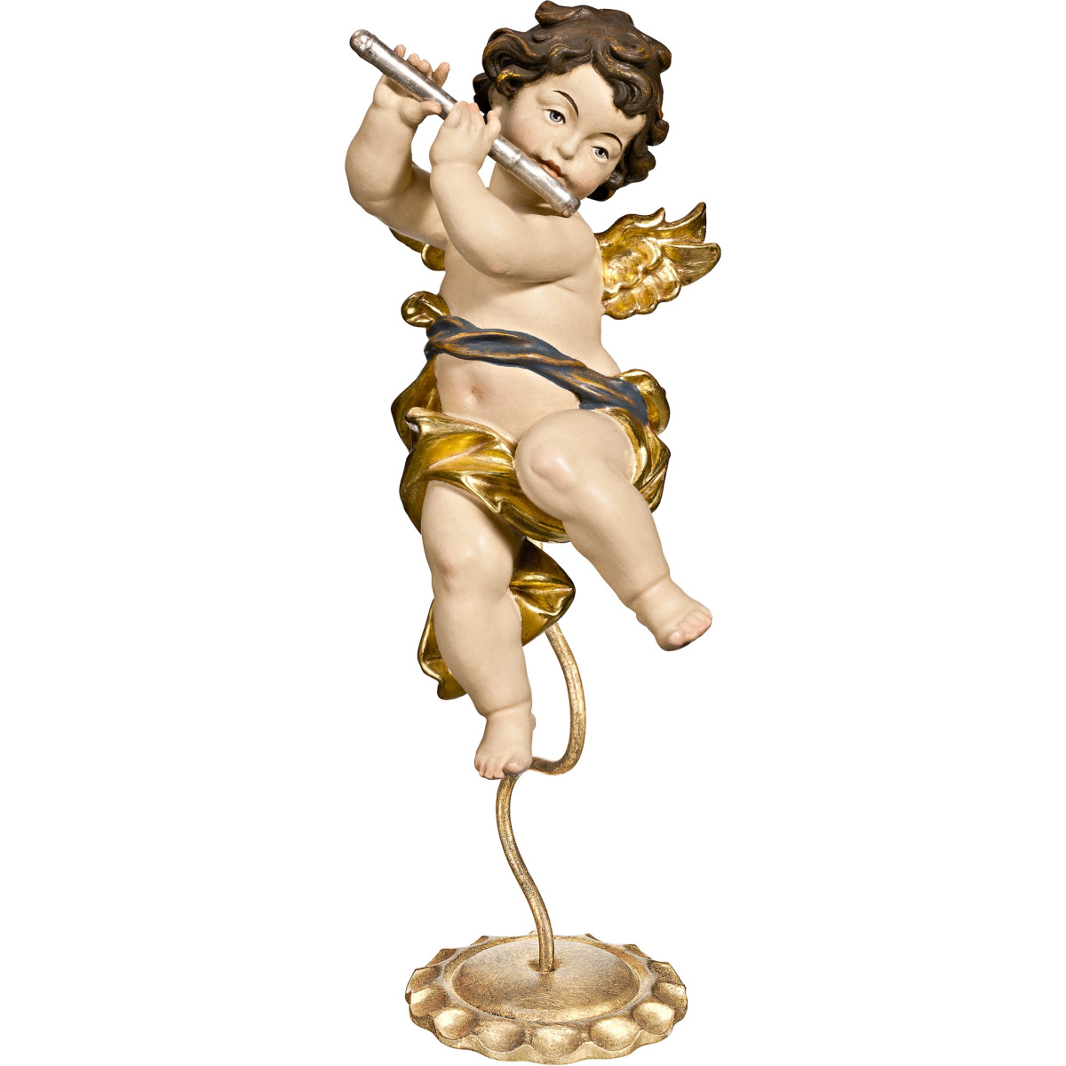 Ángel Bergland con flauta en pedestal