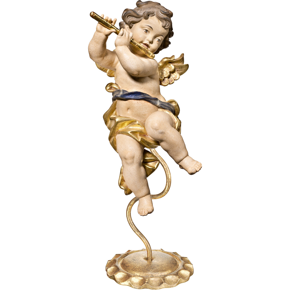 Ángel Bergland con flauta en pedestal