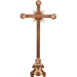 Cross with Evangelists and rays on pedestal