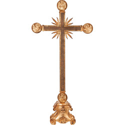 Cross with Evangelists and rays on pedestal