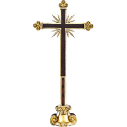 Cross baroque with rays on pedestal