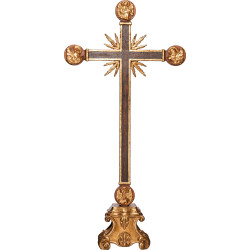 Cross with Evangelists and rays on pedestal