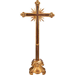 Cross baroque with rays on pedestal