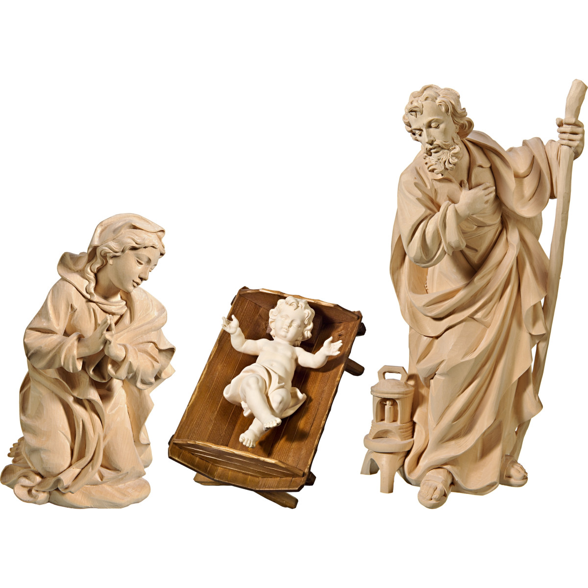 Hl. Familie mit Jesuskind in einfacher Wiege (ohne Sockel)