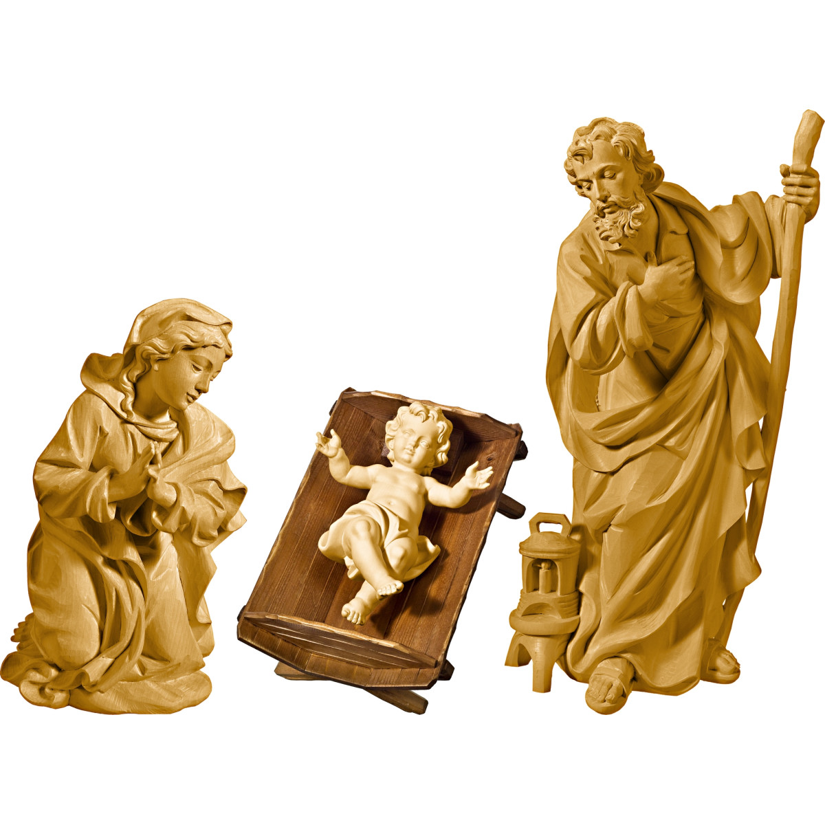 Hl. Familie mit Jesuskind in einfacher Wiege (ohne Sockel)