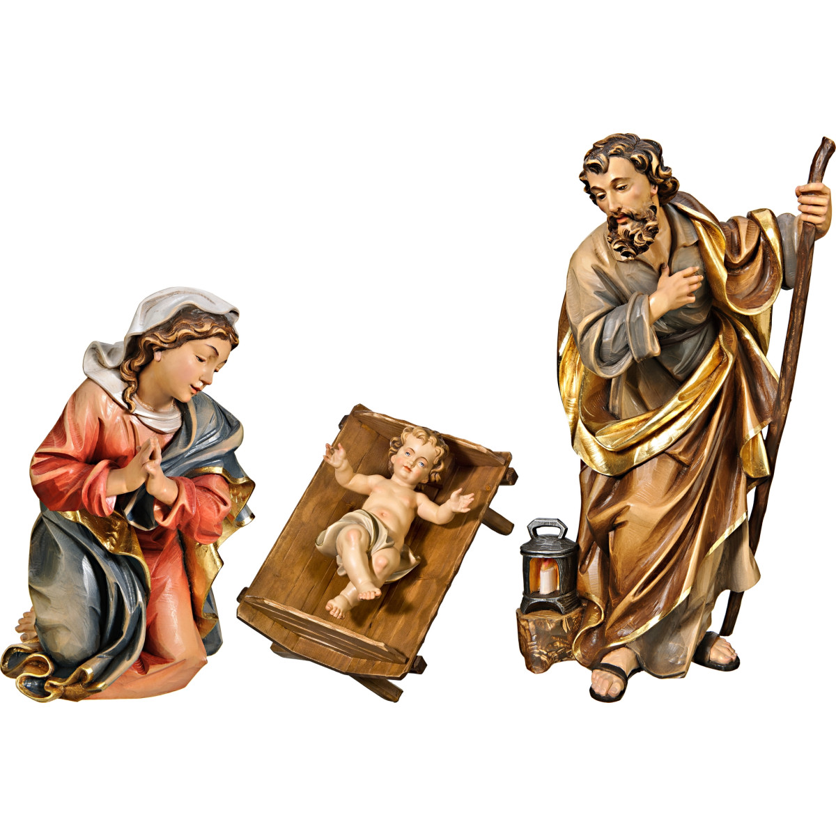 Hl. Familie mit Jesuskind in einfacher Wiege (ohne Sockel)