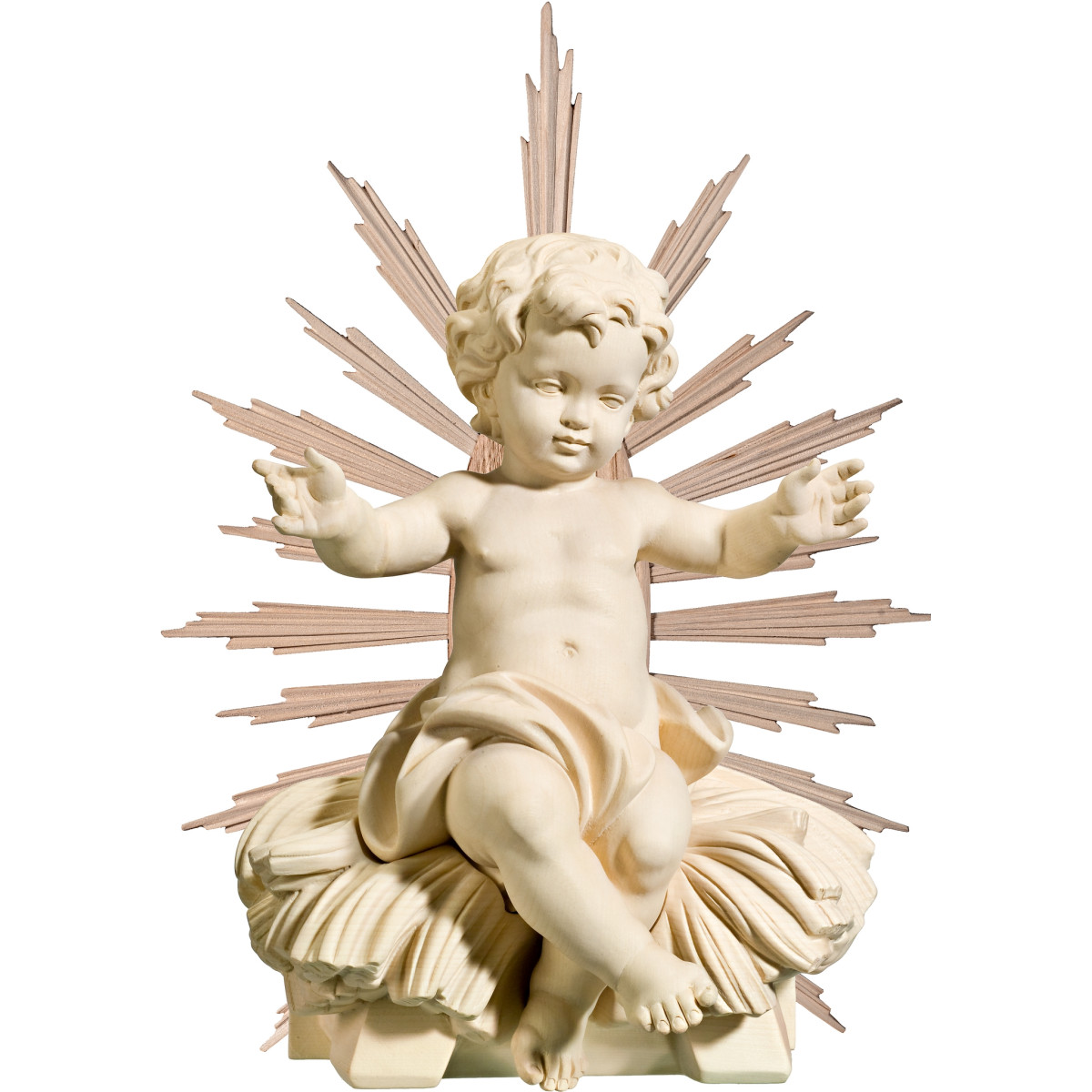 Jesus Child sitting with cradle and ray-corona