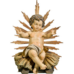 Jesus Child sitting with cradle and ray-corona