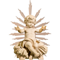 Jesus Child sitting with cradle and ray-corona