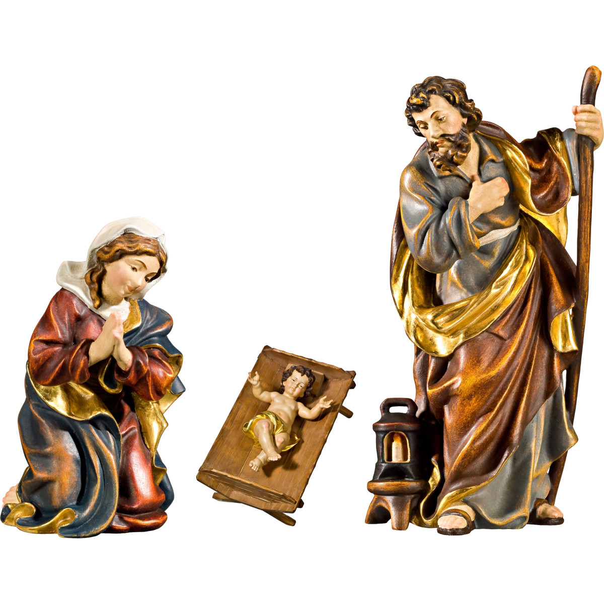 Hl. Familie mit Jesuskind in einfacher Wiege (ohne Sockel)