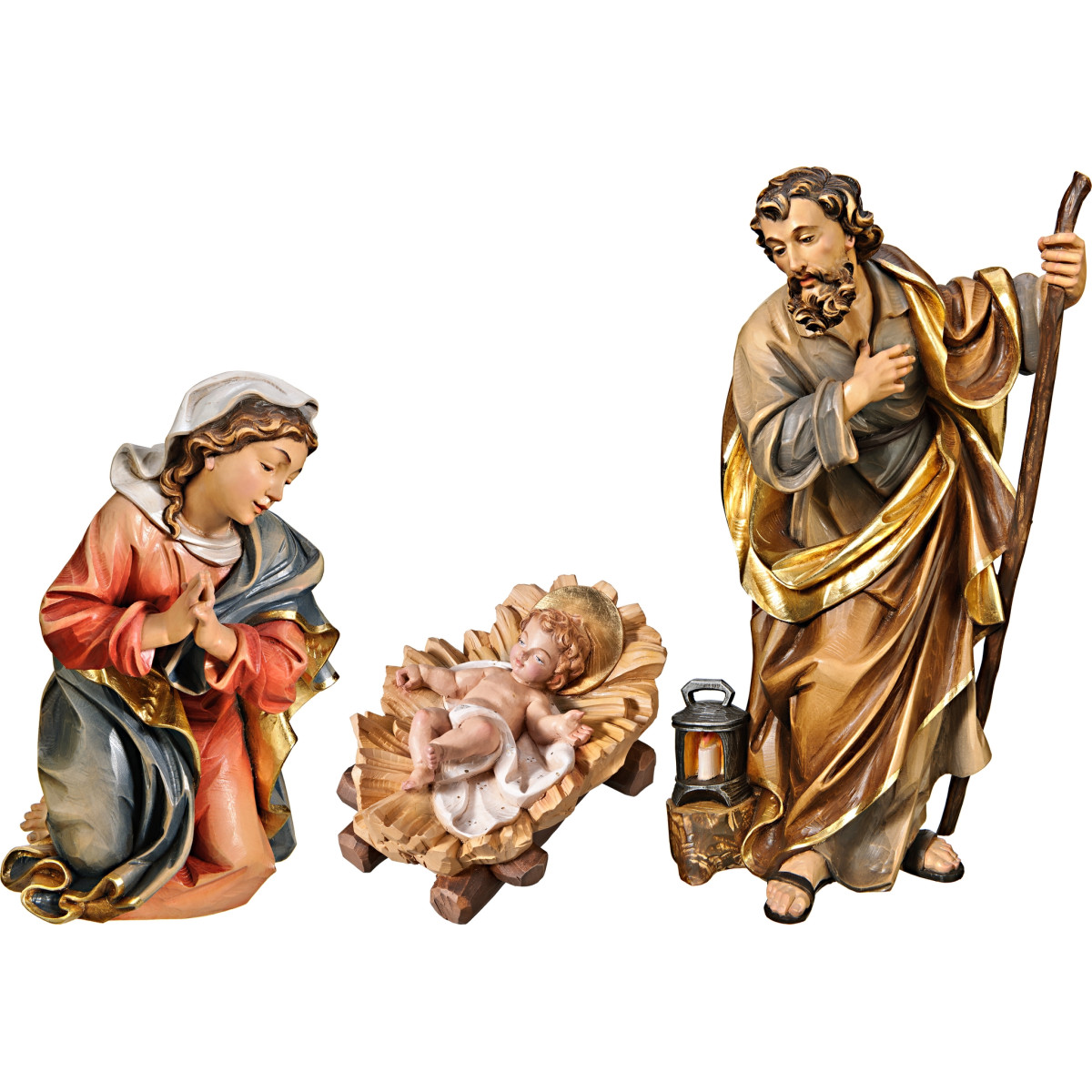 Hl. Familie mit Jesuskind fix in Wiege (ohne Sockel)