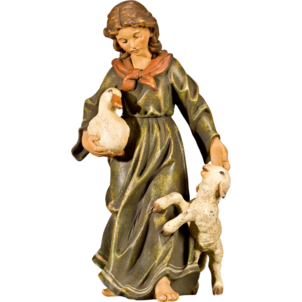 Herdswoman with lamb and duck