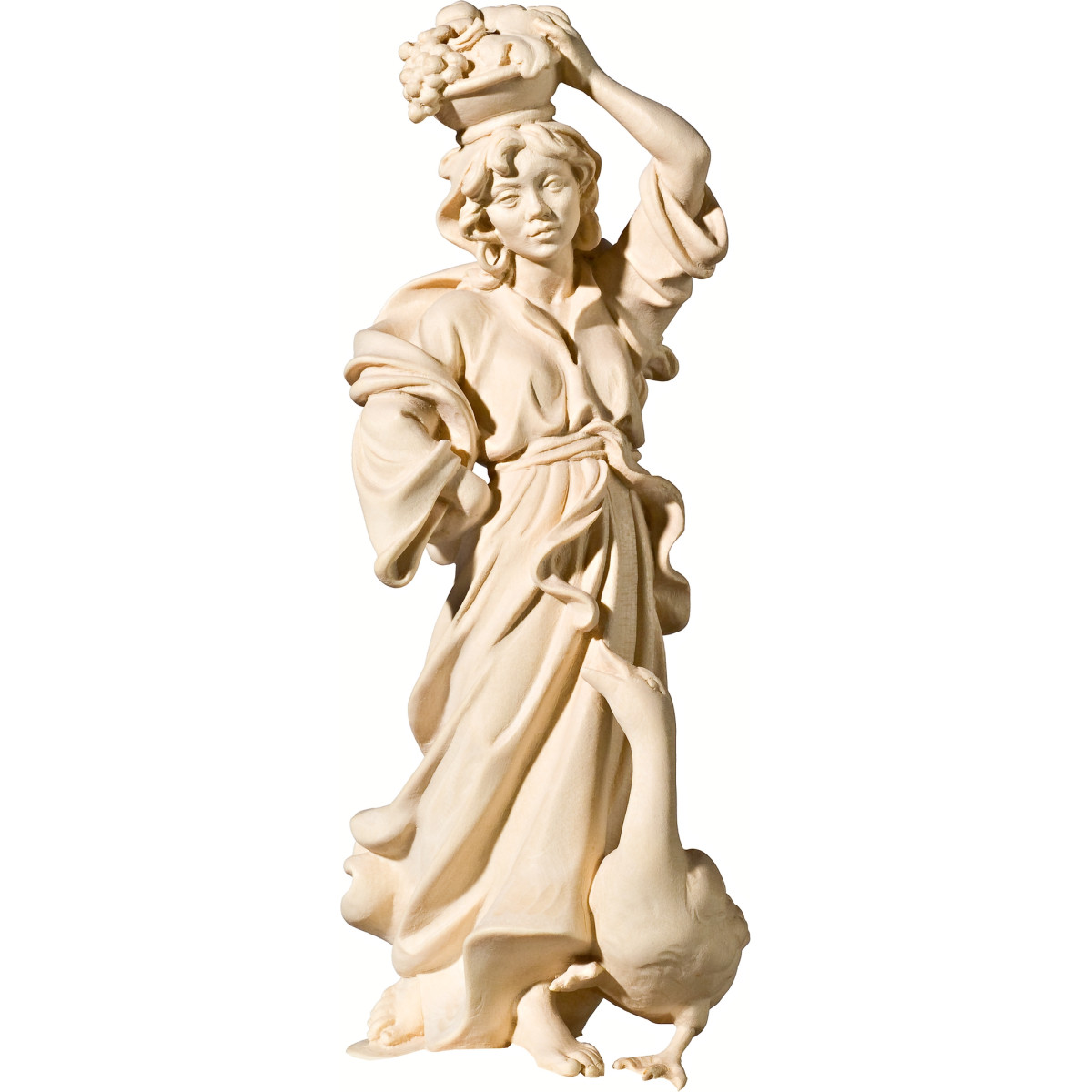 Herdswoman with goose and fruits