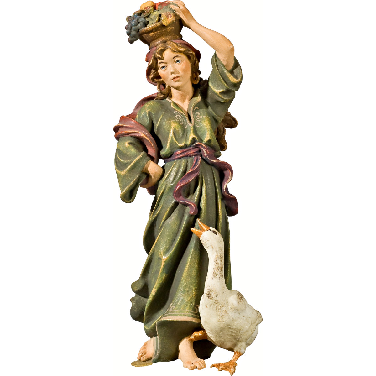 Herdswoman with goose and fruits