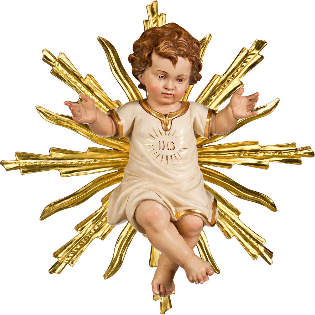 Gesù Bambino vestito IHS con raggiera
