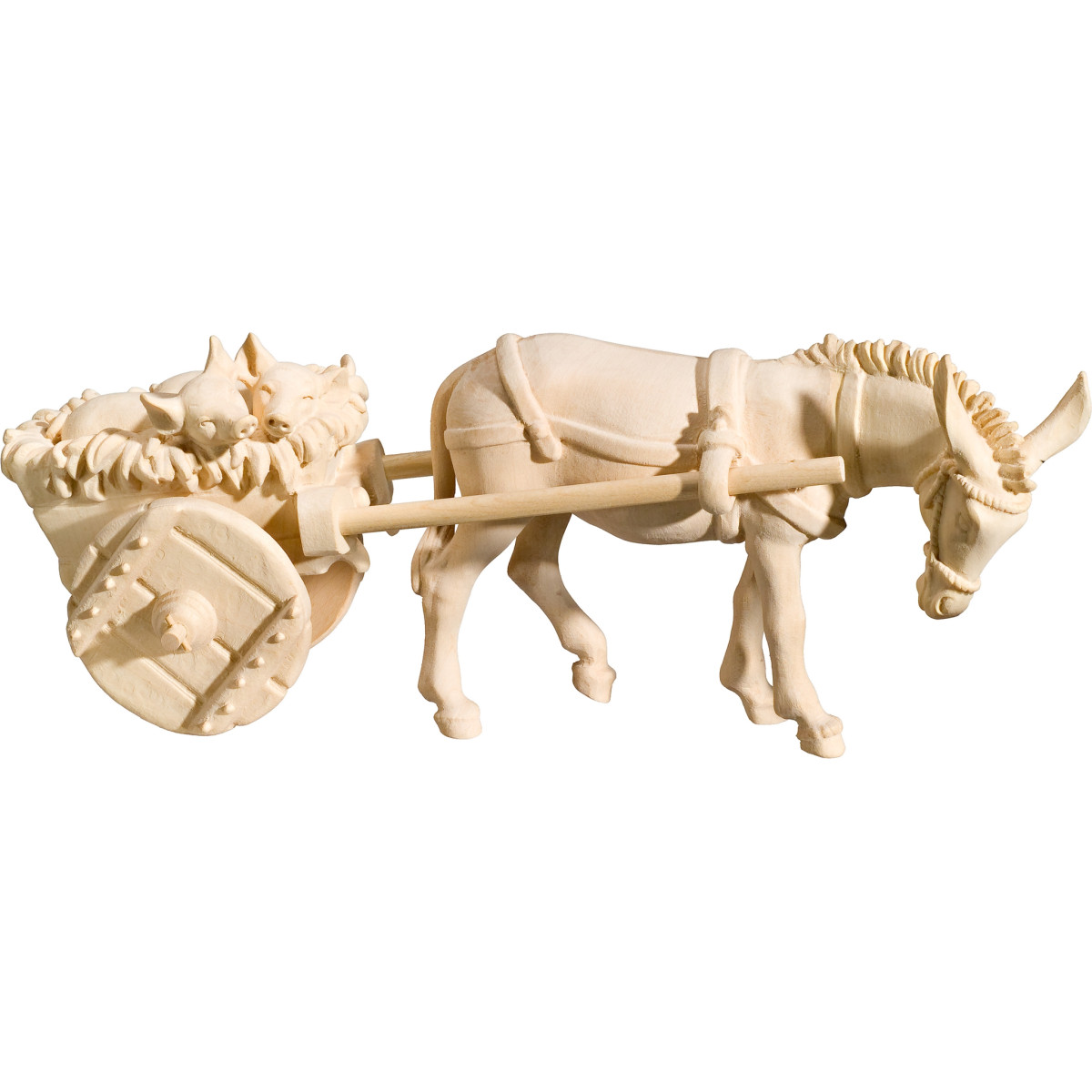 Donkey with cart and piglets