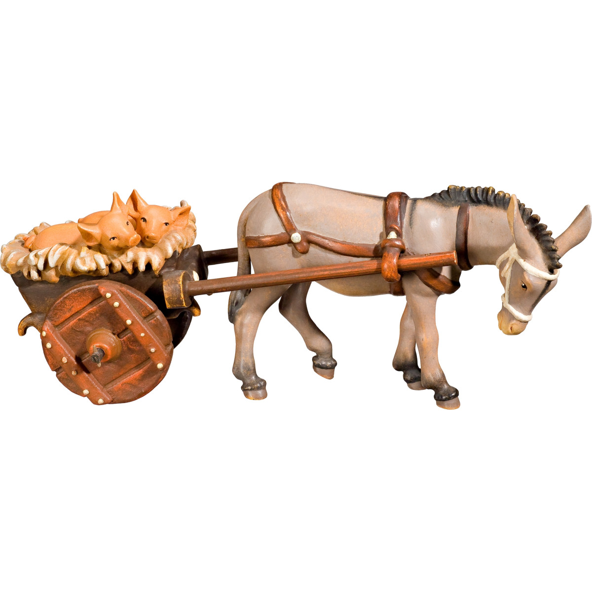 Donkey with cart and piglets