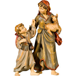 Herdswoman with kid and goat kid