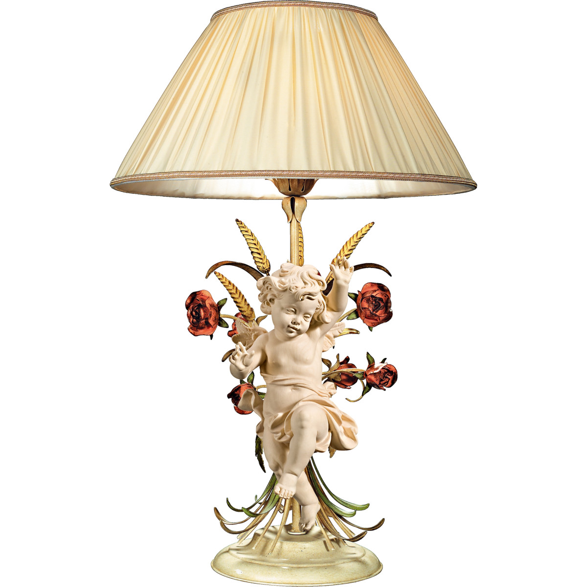 Lampada con rose e Putto Bergland sinistro