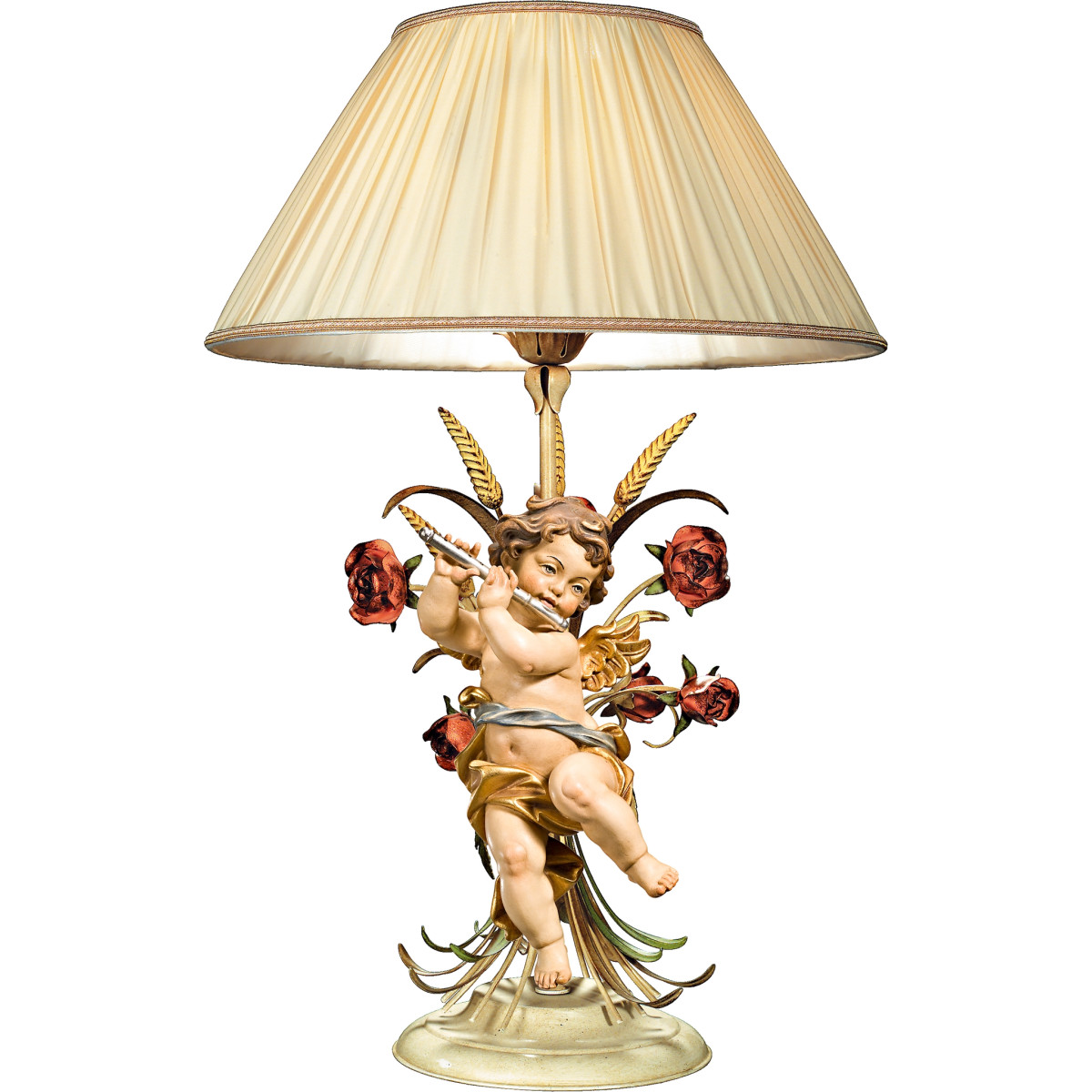 Table lamp with roses and Berglandputto with flute