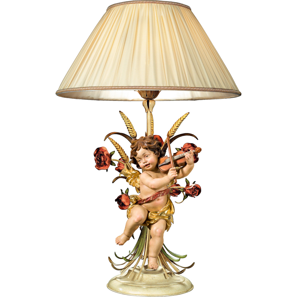 Table lamp with roses and Berglandputto with violin